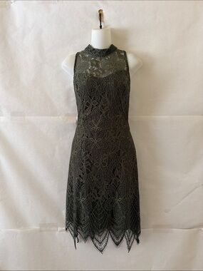 Xhilaration Lace Mock Neck Dress Size XL Olive Green Sleeveless Cocktail Event